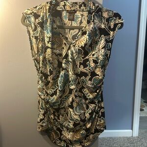 AnnTaylor rouched sleeveless top print